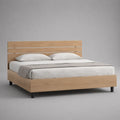 Letto matrimoniale 160 × 200 cm con testiera e rete a doghe, effetto rovere naturale, 169 × 208 × 105 cm