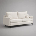 Divano rettangolare a 2 posti in velluto di poliestere avorio, 180 × 86 × 88 cm