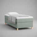 Letto singolo a molle in tessuto verde salvia e bianco, 90 x 200 x 63 cm