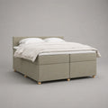 Letto boxspring matrimoniale beige 170 × 208 × 110 cm, superficie di riposo 160 × 200 cm, con materassi, sovramaterasso e testiera in tessuto