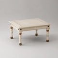 Tavolino da caffè quadrato in legno massello di mango bianco crema, marrone e nero, 80 x 80 x 45 cm