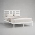 Letto matrimoniale 160 x 200 cm in pino massello bianco con testiera e rete a doghe